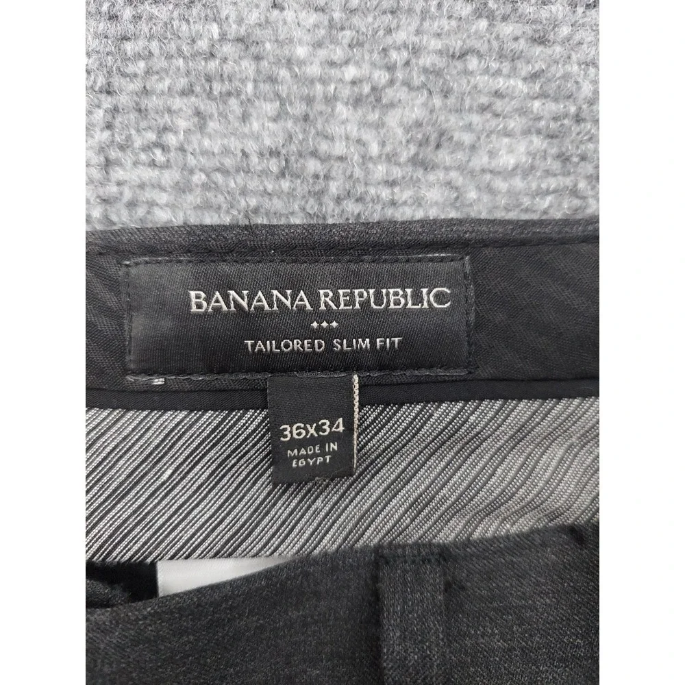 Lot of 3 BANANA REPUBLIC Pants Men 36x34 Blue Gray Tailored Slim Non Iron Modern